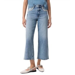 RAG BONE Andi High Rise Cropped Wide‎ Leg Jeans Pacific Jewel Size 28
